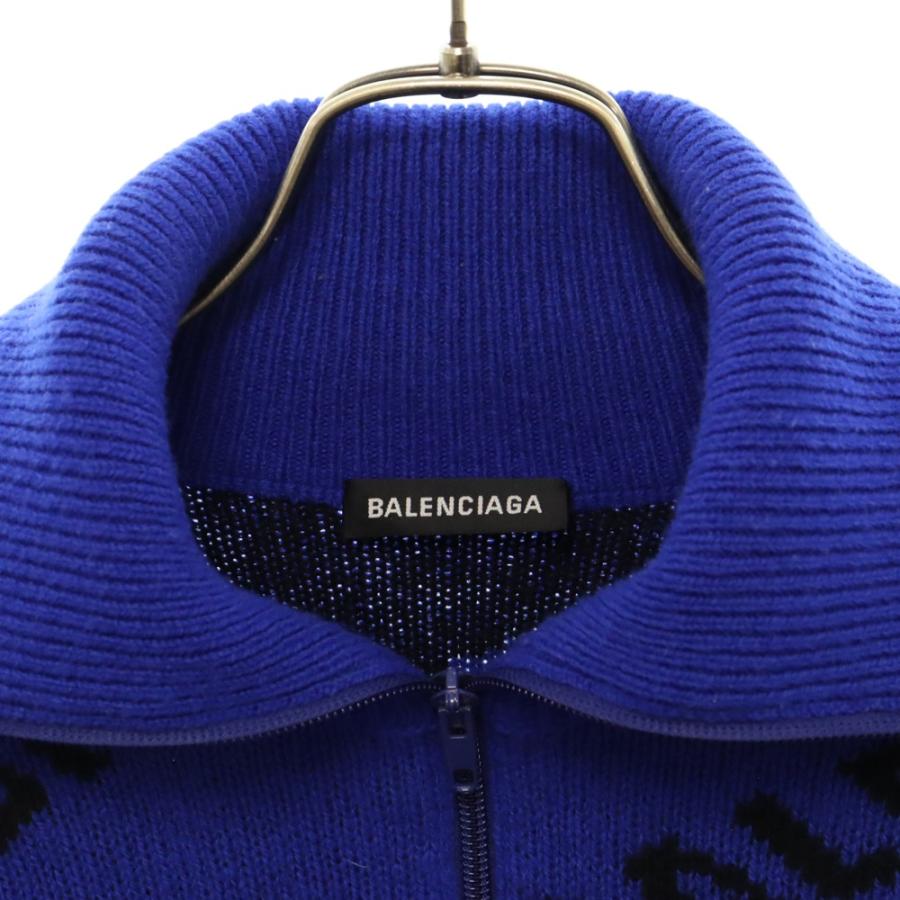 BALENCIAGA バレンシアガ ロゴ総柄 ハーフジップニット セーター BALENCIAGA バレンシアガ ロゴ総柄 ハーフジップニット セーター
