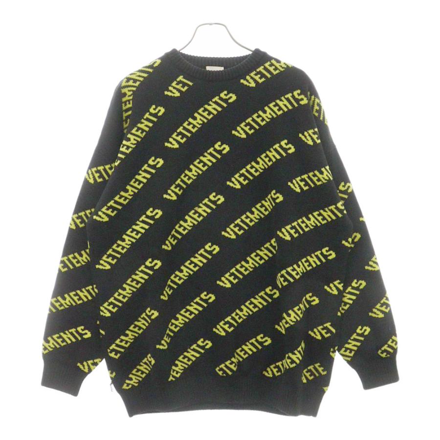 VETEMENTS ヴェトモン 21AW ロゴ総柄 ジャガードニット セーター 