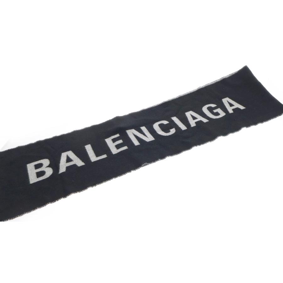 BALENCIAGA バレンシアガ ロゴジャガード ウールマフラー ブラック  