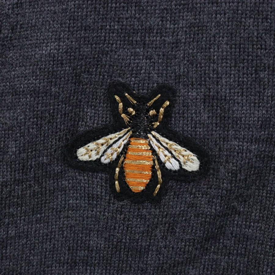 GUCCI グッチ BEE刺繍 Vネックカーディガン ニット グレー GUCCI グッチ BEE刺繍 Vネックカーディガン ニット グレー