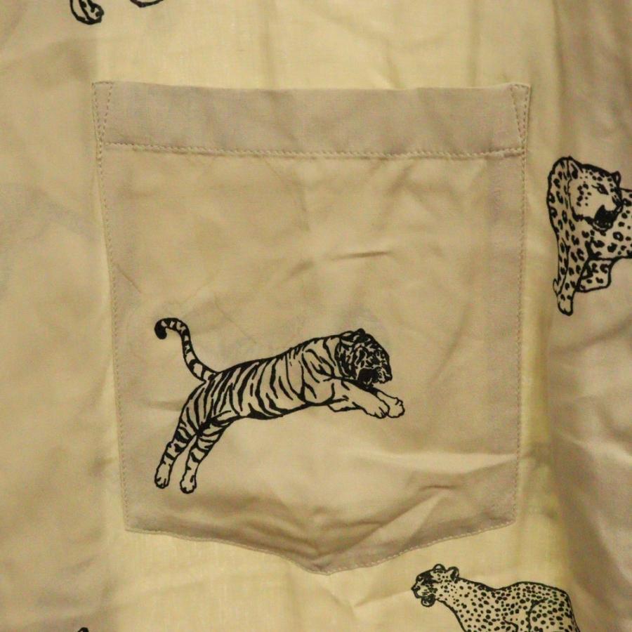 アロハシャツ◆CELINEルーズフィット スタッズ刺繍 ベージュ CELINE セリーヌ 22SS Hawaiian Rayon Shirt 2C730362Q アニマル