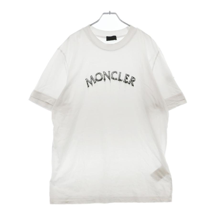 MONCLER Tシャツ L ホワイト ロゴプリント 袖ワッペンロゴ 22SS MONCLER Tシャツ L ホワイト ロゴプリント 袖ワッペンロゴ 22SS