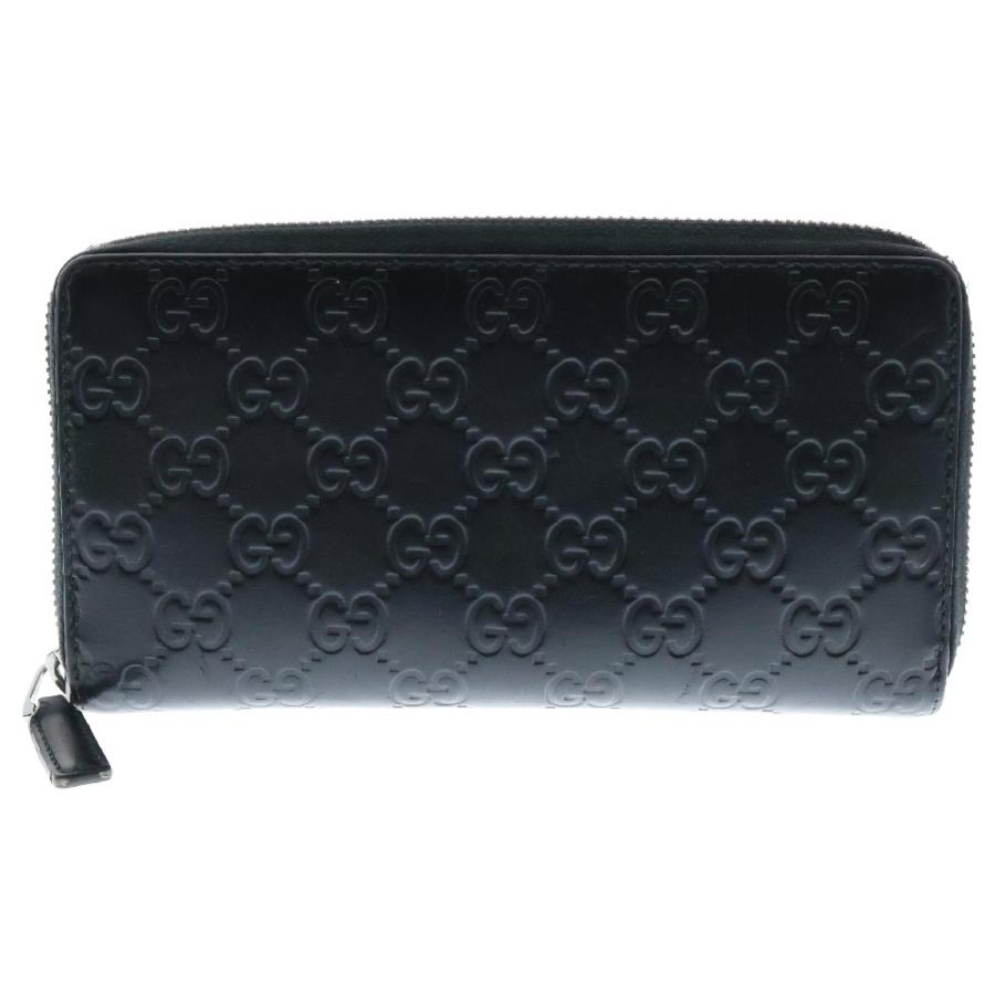 GUCCI グッチ ラウンドファスナー レザー ロゴ 型押し長財布