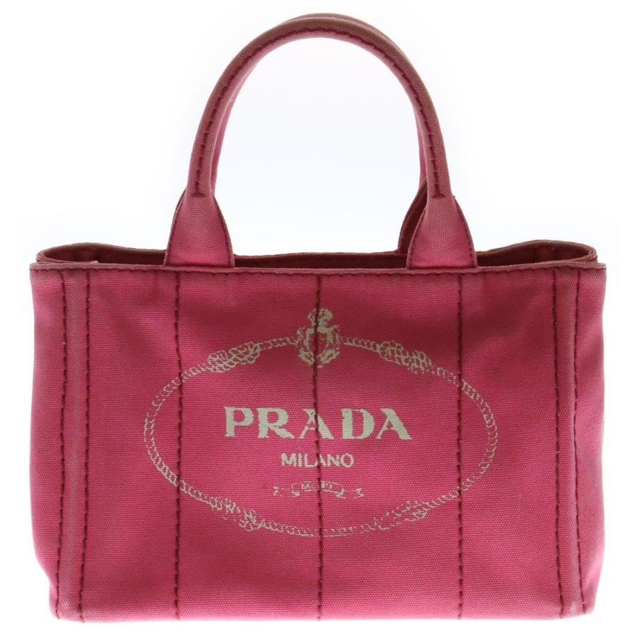 PRADA プラダ ミニカナパ キャンバス ハンドバッグ ピンク BN2439 