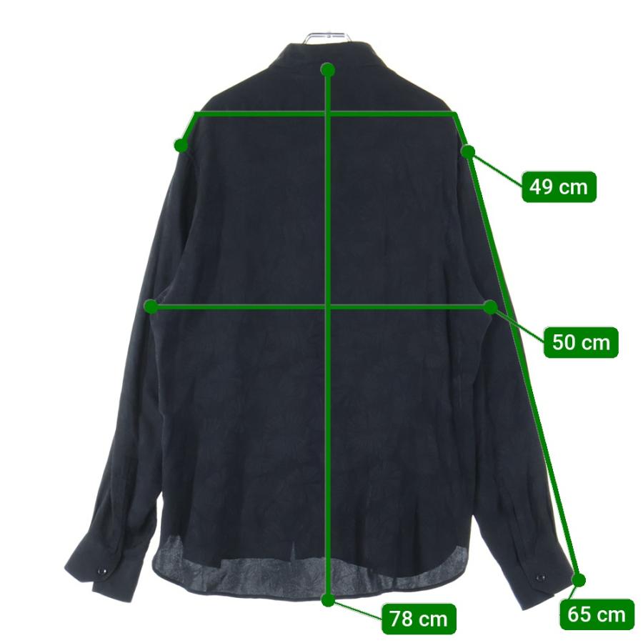 サンローラン パリ シャツジャケット 切替 シルク混 長袖 38 黒 紺 SAINT LAURENT PARIS サンローランパリ Silk Shirt イブカラー