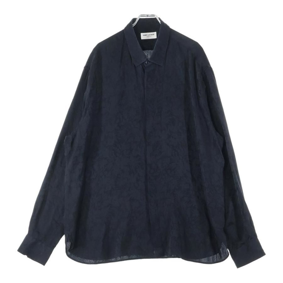 SAINT LAURENT PARIS サンローランパリ 総柄シルク 長袖シャツ