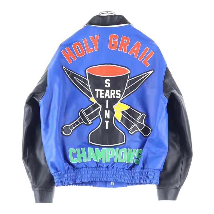 SAINT MICHAEL セントマイケル 23AW HOLY GRAIL レザーバーシティジャケット スタジャン ブルー SM-A23-0000-C24の画像