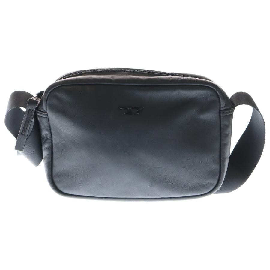 現行 完売モデル 美品 DIESEL ショルダーバッグ ブラック レザー ロゴ DIESEL（ディーゼル） Dロゴ レザーショルダーバッグ ブラック X10242