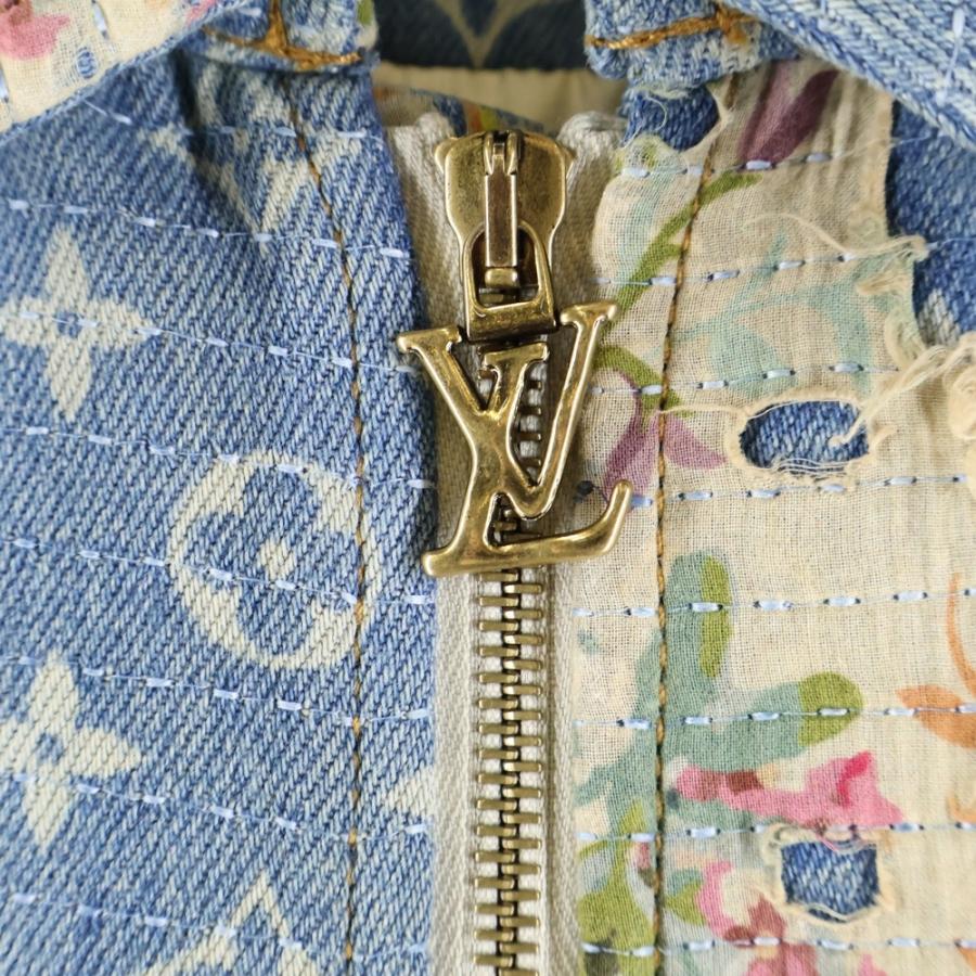 LOUIS VUITTON ルイヴィトン 22AW モノグラム フラワーデザイン デストロイ ワークウェア デニムジャケット インディゴ RM222 JF0 HNA90W RM222 JF0 HNA90W LOUIS VUITTON（ルイ・ヴィトン） 22AW モノグラム フラワーデザイン