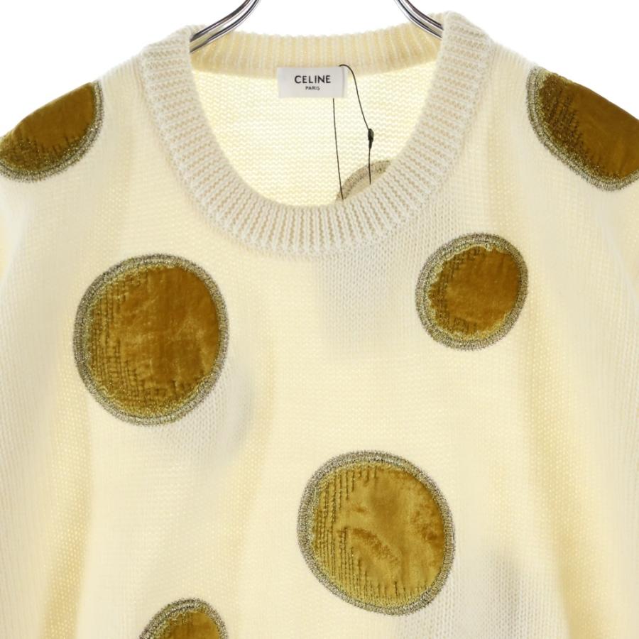 CELINE セリーヌ 23AW velvet coin Knit Sweater ベルベット コイン クルーネックニット セーター ホワイト/イエロー 2AD3T270W_2