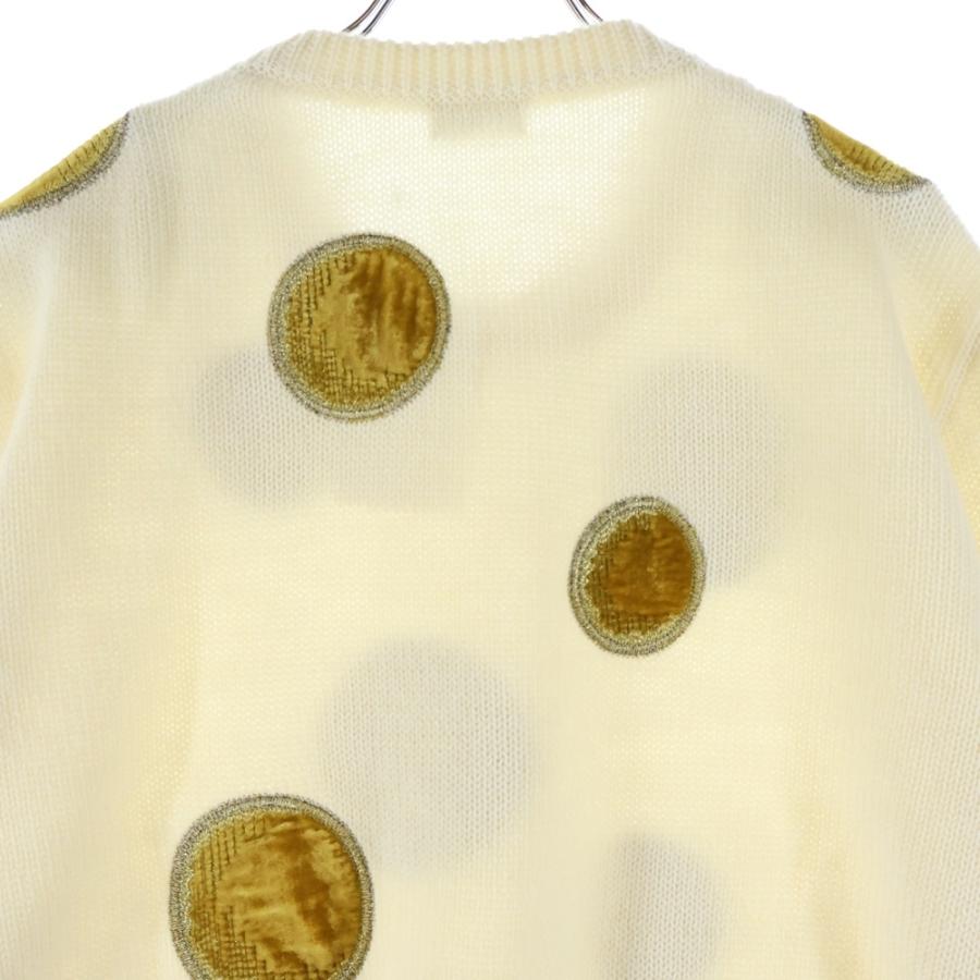 CELINE セリーヌ 23AW velvet coin Knit Sweater ベルベット コイン クルーネックニット セーター ホワイト/イエロー 2AD3T270W_3