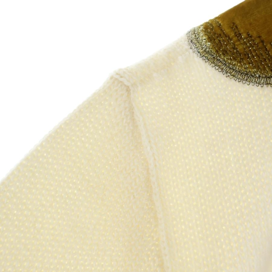CELINE セリーヌ 23AW velvet coin Knit Sweater ベルベット コイン クルーネックニット セーター ホワイト/イエロー 2AD3T270W_4
