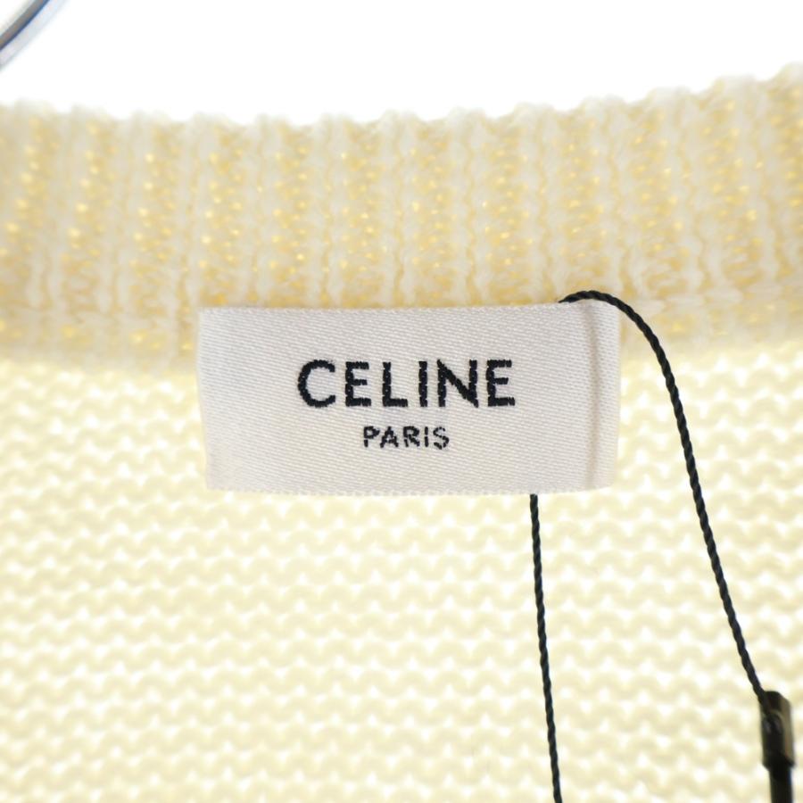 CELINE セリーヌ 23AW velvet coin Knit Sweater ベルベット コイン クルーネックニット セーター ホワイト/イエロー 2AD3T270W_6