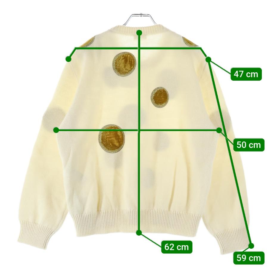 CELINE セリーヌ 23AW velvet coin Knit Sweater ベルベット コイン クルーネックニット セーター ホワイト/イエロー 2AD3T270W_8