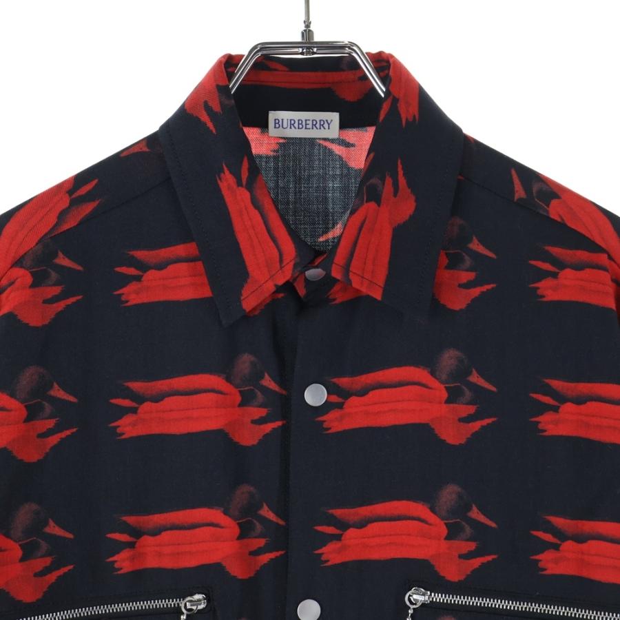 BURBERRY（バーバリー） 総柄デザイン ウール長袖シャツ レッド