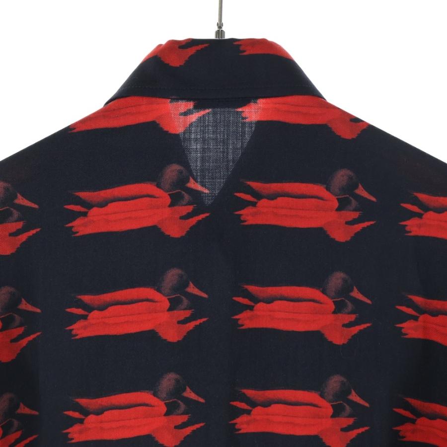 BURBERRY（バーバリー） 総柄デザイン ウール長袖シャツ レッド