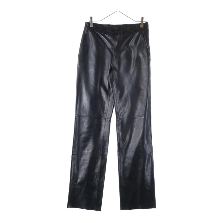 PRADA ブラック ストレートパンツ PRADA（プラダ） レザー ストレートパンツ ブラック : BRING Yahoo