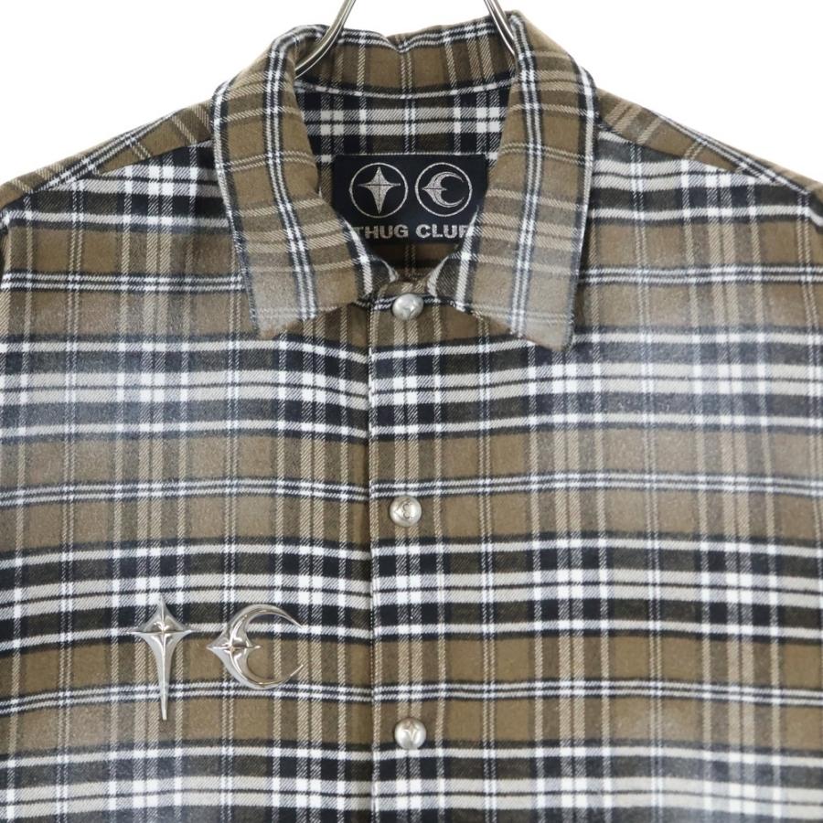 THUG CLUB サグクラブ ソード刺繍 チェック フランネルシャツ 長袖