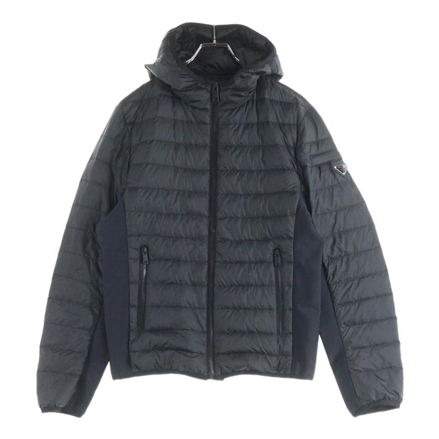 PRADA 38 ダウンジャケット ブラック トライアングルプレート PRADA（プラダ） フーデット トライアングルロゴプレート ダウン