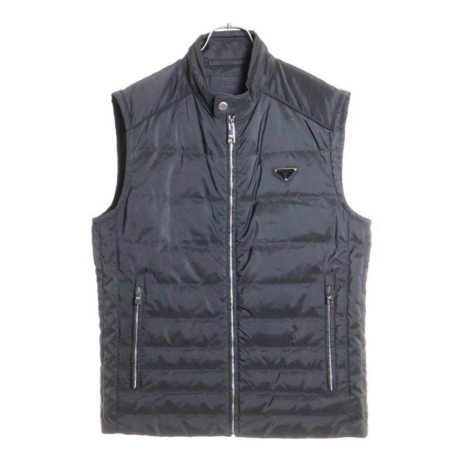 PRADA プラダ トライアングルプレート 三角ロゴ ダウンベスト 黒 44 PRADA（プラダ） Triangle Logo Plate Down Vest トライアングルロゴ