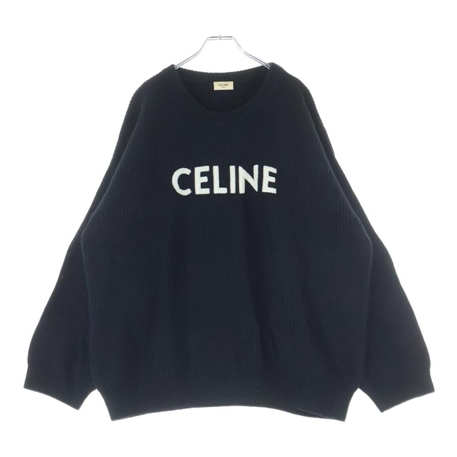 CELINE ブラック ニットセーター XS CELINE（セリーヌ） ロゴワッペン クルーネックニット セーター