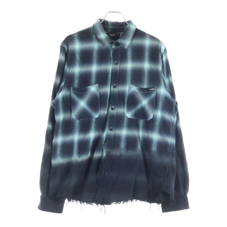 AMIRI（アミリ） カットオフ加工 チェックシャツ 長袖ロングスリーブ