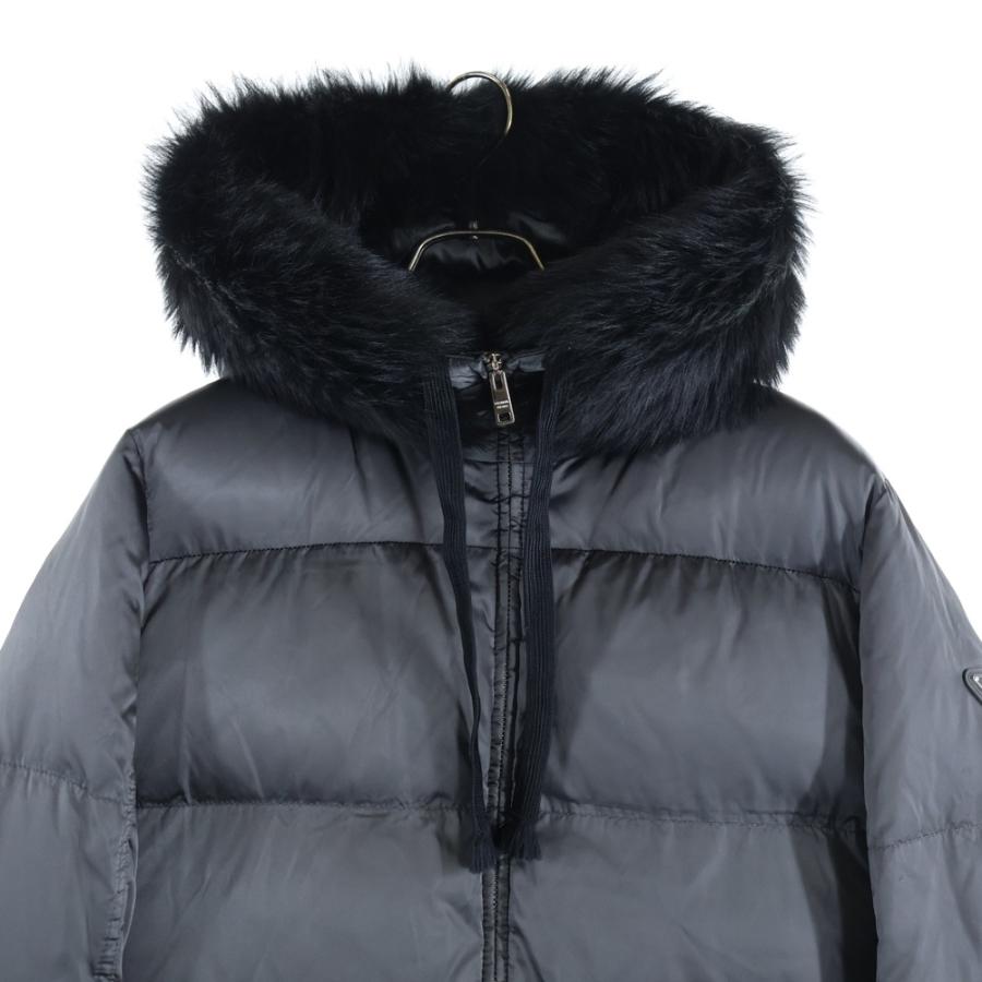 PRADA プラダ 20AW Aライン シープスキン ファー付きナイロンダウンコート グレー 29P117の画像