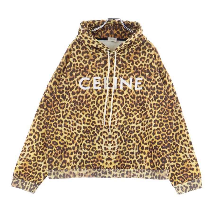 ☆*☆様 セリーヌ 21SS コットン パーカー S メンズ レオパード CELINE（セリーヌ） 21SS フロントロゴ レオパード柄 コットンパーカー