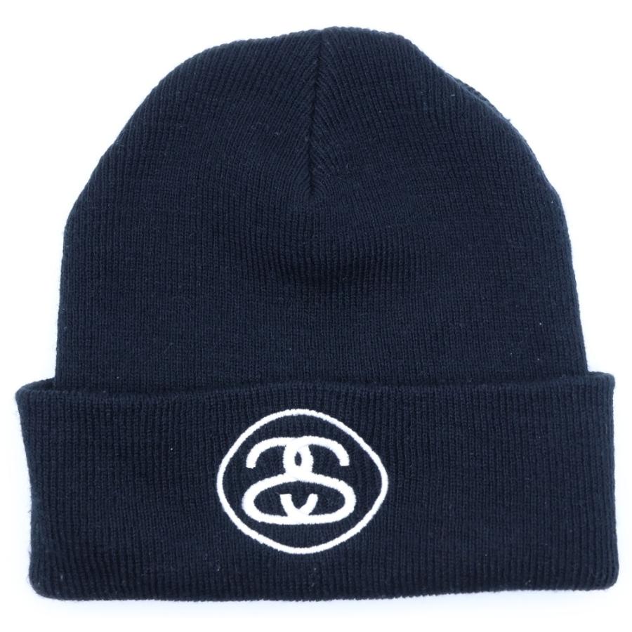 STUSSY（ステューシー） SS-Link ロゴ刺繍 ニット帽 ビーニー ブラック