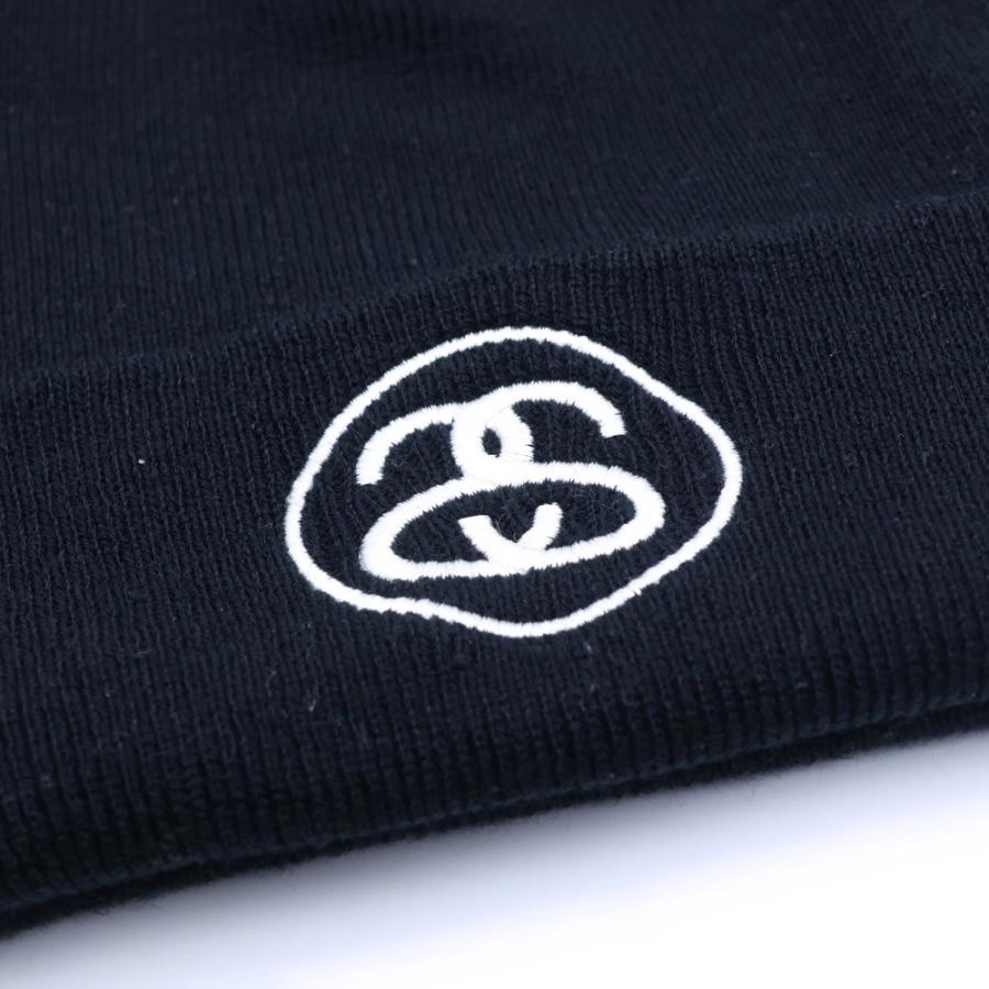 STUSSY（ステューシー） SS-Link ロゴ刺繍 ニット帽 ビーニー ブラック