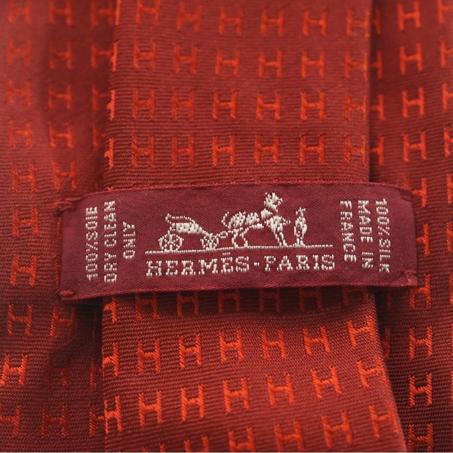 HERMES（エルメス） 総柄 Hロゴ ネクタイ シルク オレンジ : BRING