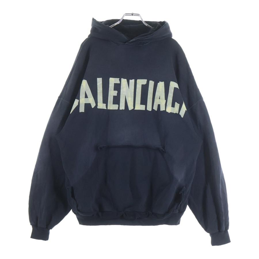 BALENCIAGA バレンシアガ 600583 ネイビー バックロゴパーカー BALENCIAGA（バレンシアガ） 600583 ネイビー バックロゴ プルオーバー