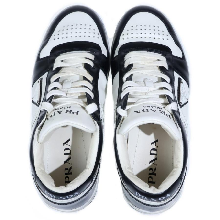 プラダ ローカット レザー スニーカー 白 トライアングルロゴ 35 PRADA（プラダ） トライアングルロゴ レザーローカットスニーカー