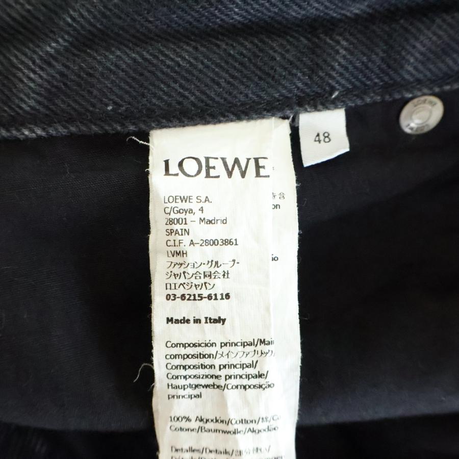 LOEWE（ロエベ） アナグラム刺繍 バギーパンツ デニムパンツ ブラック