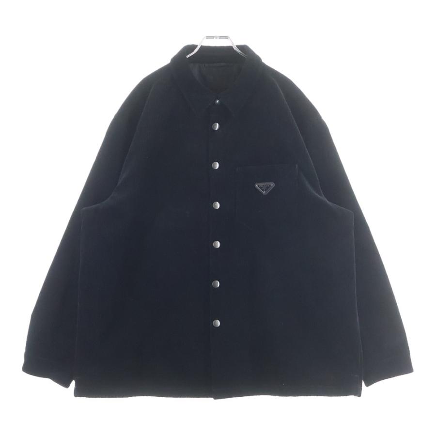 プラダ PRADA トライアングルプレート コーデュロイジャケット ブルゾン PRADA（プラダ） トライアングルロゴ コーデュロイジャケット ブラック