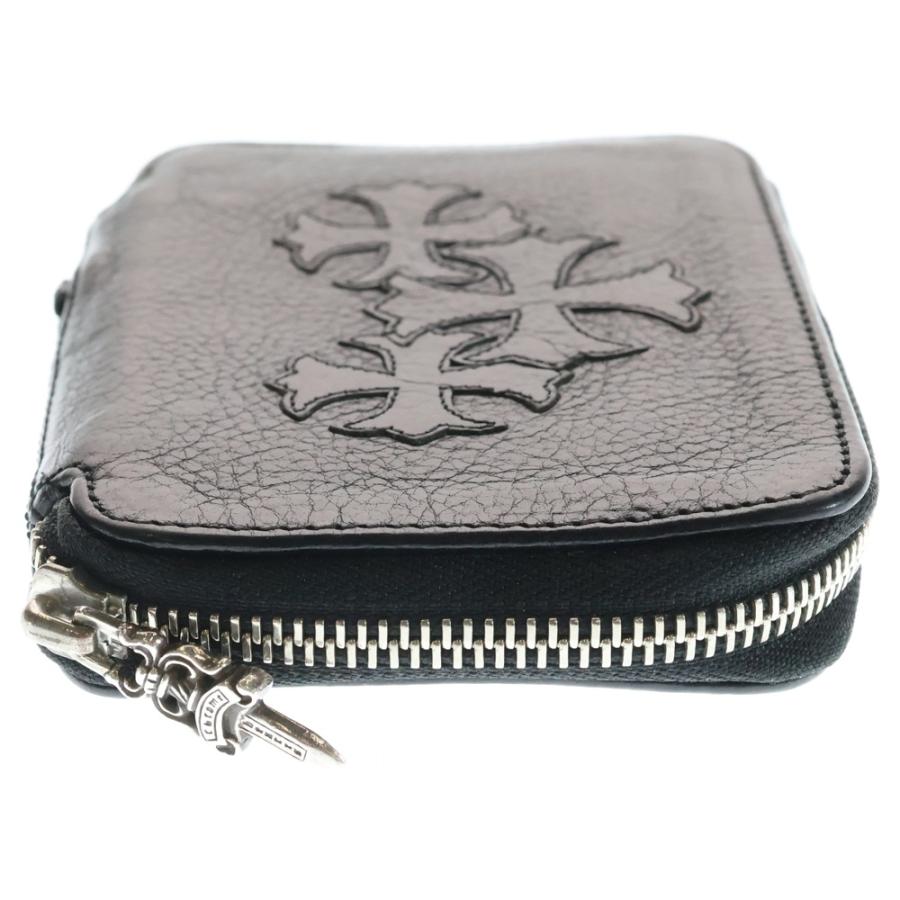 クロムハーツ 黒レザー三つ折り財布 銀色ボタン付きシルバー925 CHROME HEARTS（クロムハーツ） BABY BANK ROBBER ベイビー バン