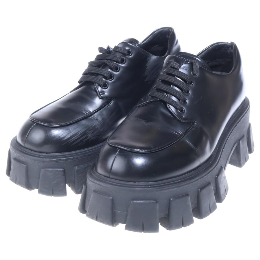PRADA（プラダ） モノリス ブラッシュド レザー レースアップ シューズ 