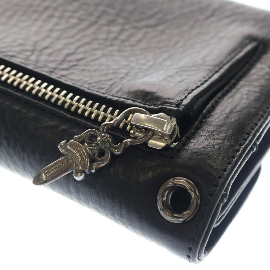 CHROME HEARTS クロムハーツ WAVE ウェーブ レザーウォレット 財布 ブラックBCA375 CHROME HEARTS（クロムハーツ） WAVE ウェーブ レザーウォレット 財布
