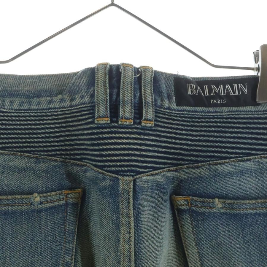 BALMAIN（バルマン） ダメージ加工バイカーデニムパンツ インディゴ