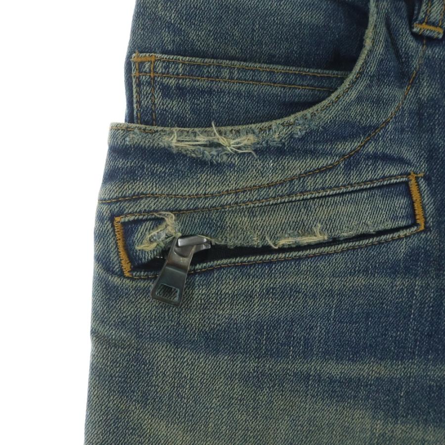 BALMAIN（バルマン） ダメージ加工バイカーデニムパンツ インディゴ