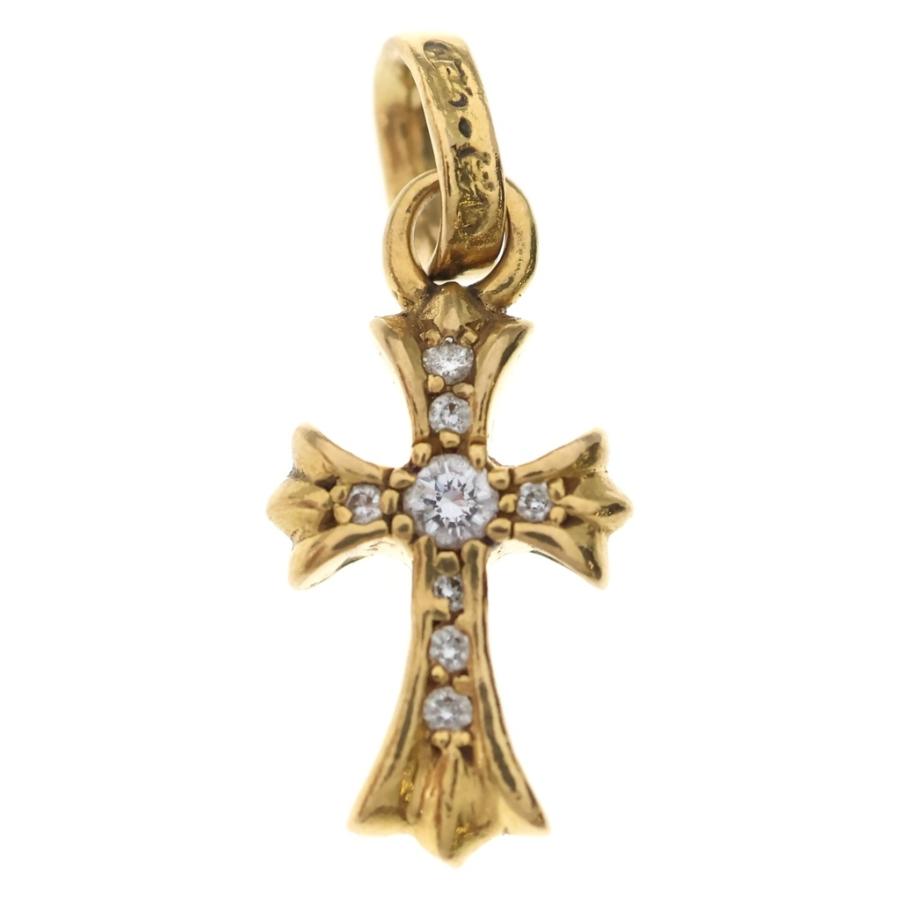22K ベイビーファットクロス ドロップピアス PAVE ダイヤゴールド CHROME HEARTS（クロムハーツ） 22K CRS BBYFAT P/DIA ベイビー