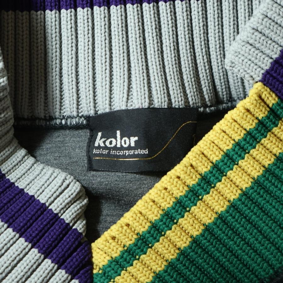 kolor カラー 21AW Pe ダンボールニット スウェット トレーナー Vネック グリーン 21WCM-T02202