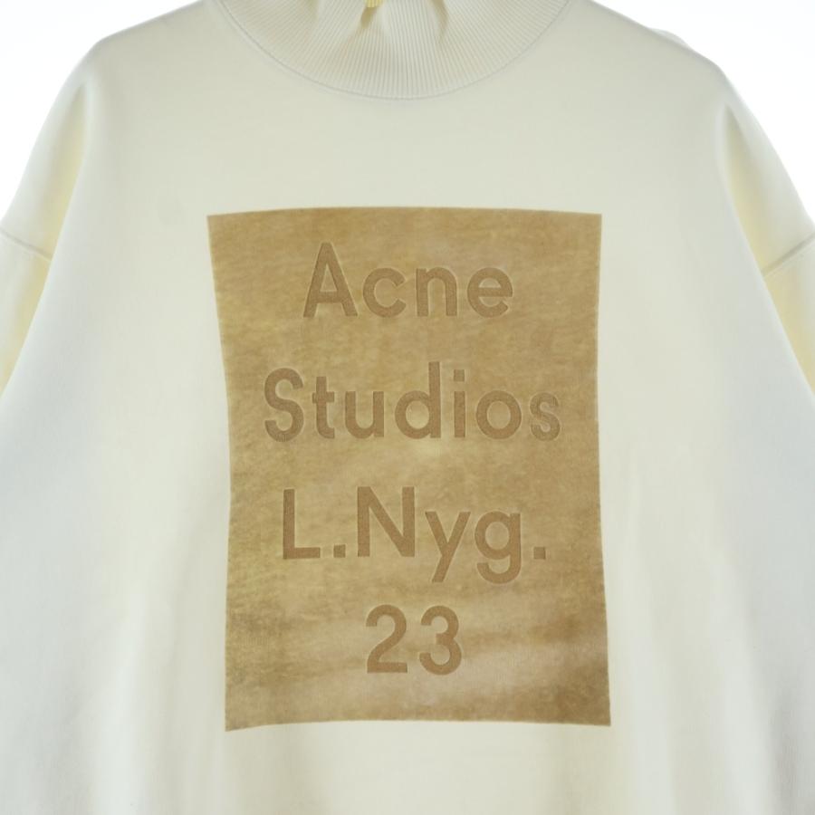 Acne Studios アクネ ストゥディオズ フロントグラフィックロゴプリントモックネックスウェット トレーナー ホワイト
