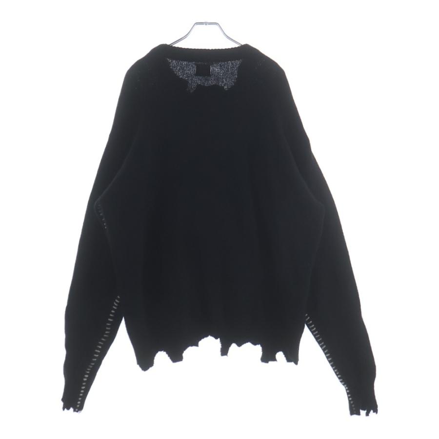 セントマイケル 22AW CLF MEN KNIT フロントデザイン ニットセーター ダメージ加工 デストロイ加工 ブラック SM-A22-0000-033