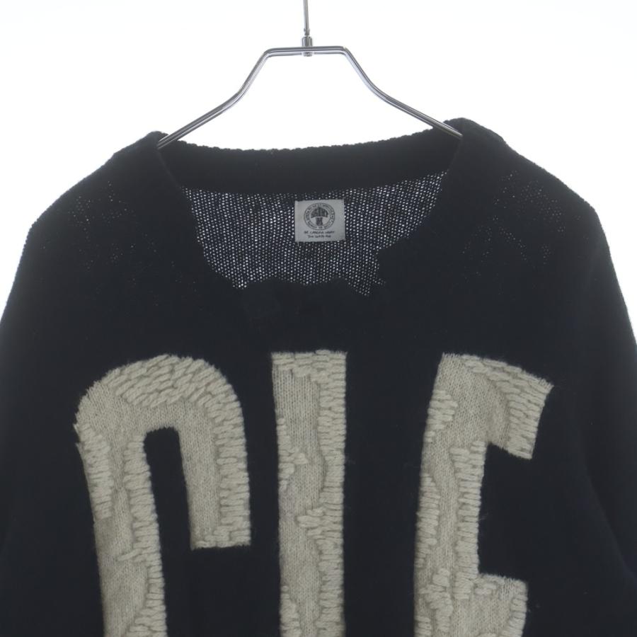 セントマイケル 22AW CLF MEN KNIT フロントデザイン ニットセーター ダメージ加工 デストロイ加工 ブラック SM-A22-0000-033