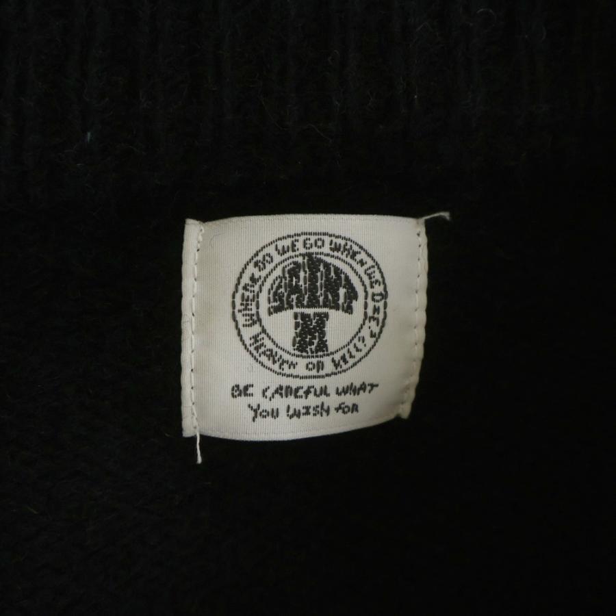 セントマイケル 22AW CLF MEN KNIT フロントデザイン ニットセーター ダメージ加工 デストロイ加工 ブラック SM-A22-0000-033