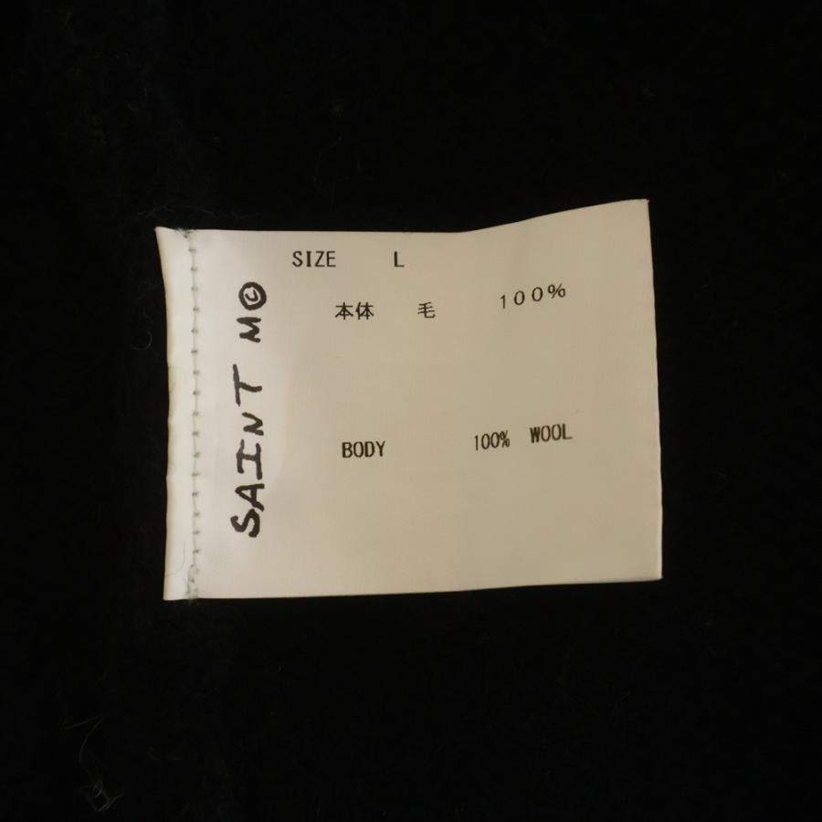 セントマイケル 22AW CLF MEN KNIT フロントデザイン ニットセーター ダメージ加工 デストロイ加工 ブラック SM-A22-0000-033