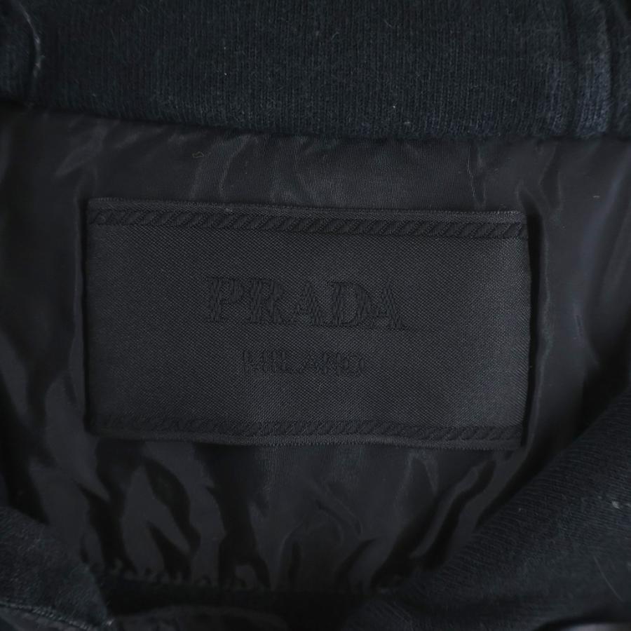 PRADA プラダ Cotton Logo Hoodie トライアングルロゴプリントスウェットプルオーバーパーカー ブラック ULJ19A R232の画像
