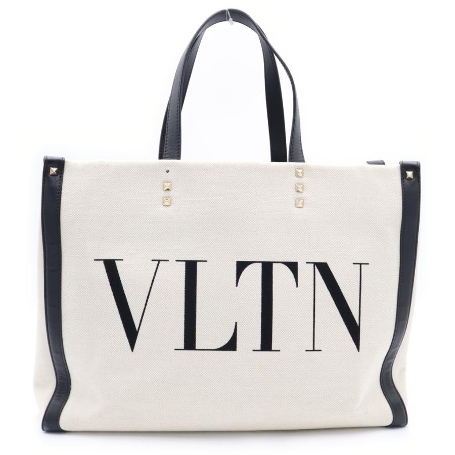 VLTN ロゴトートバッグ ベージュ/ブラック VALENTINO（ヴァレンティノ） VLTNロゴ トートバッグ ベージュ