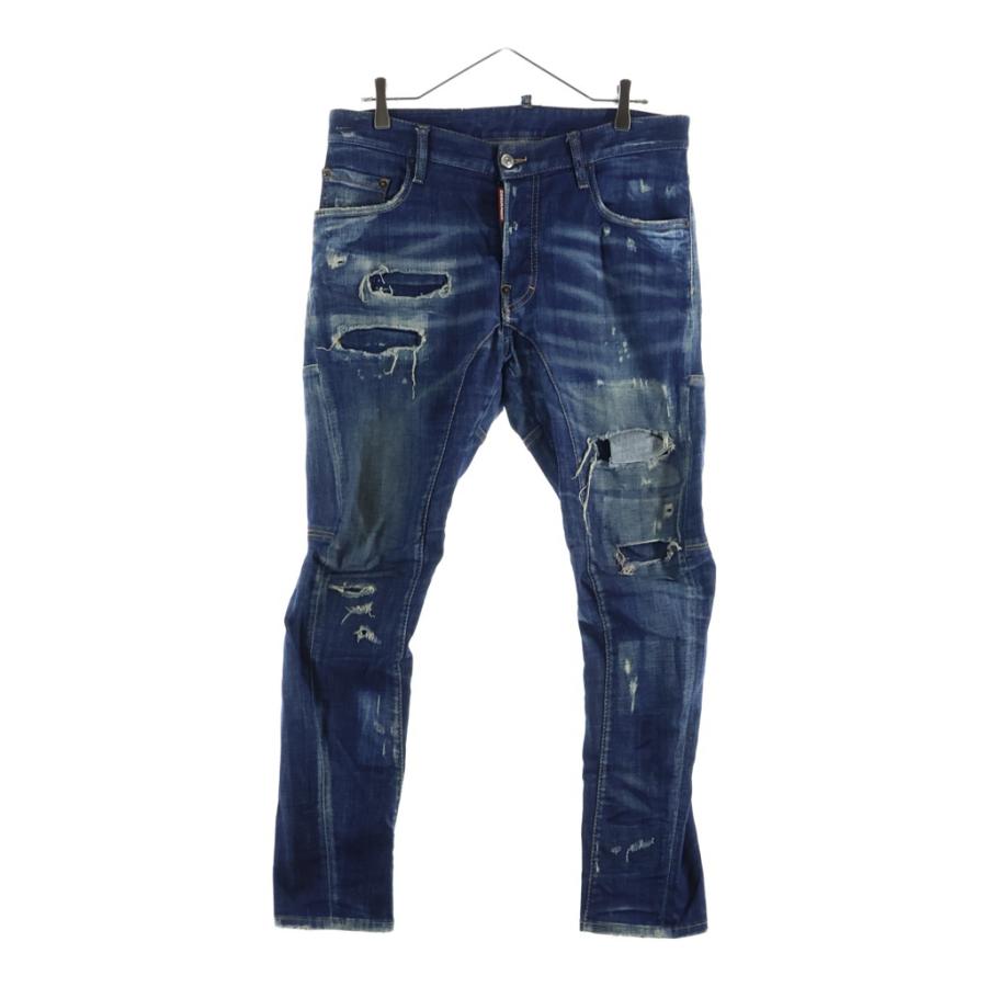 DSQUARED2 ディースクエアード 21AW TIDY BIKER JEAN ダメージ加工バイカースキニーデニムパンツ インディゴ S74LB0960 S30342 DSQUARED2（ディースクエアード） 21AW TIDY BIKER JEAN ダメージ加工